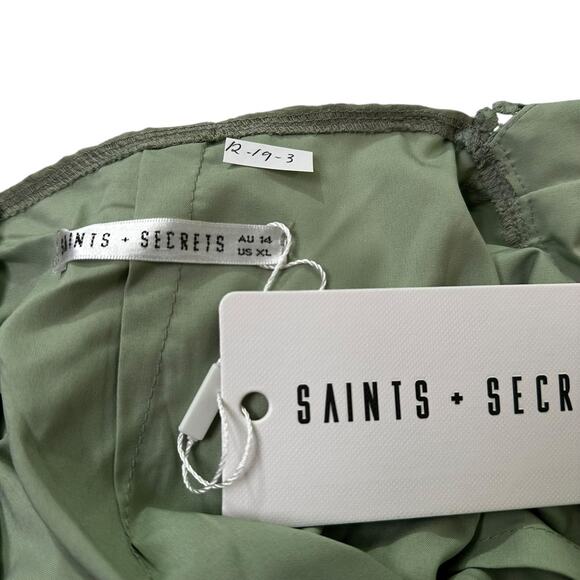 Saints + Secrets Olive Lined Mini A-line Dress Women's Size XL NWT | 12-19-3 - Picture 4 of 7